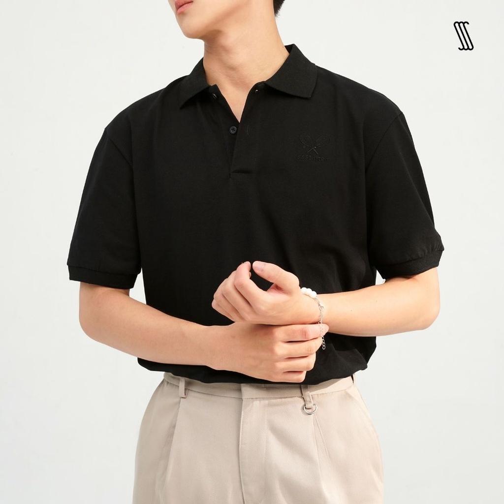 Áo thun cổ bẻ polo nam SSSTUTTER thêu hình ẩn thun cotton cá sấu WASH POLO