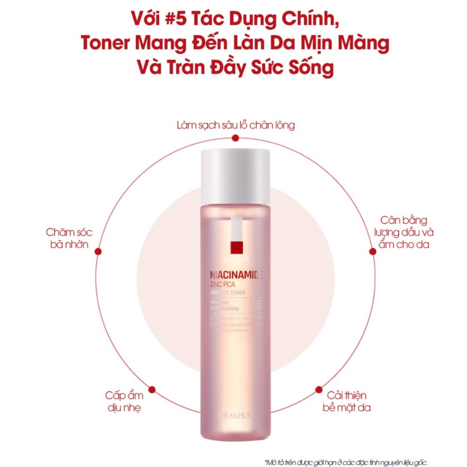 Nước Hoa Hồng Beausta Derma2X Niacinamide Zinc PCA Essence Toner 200ml