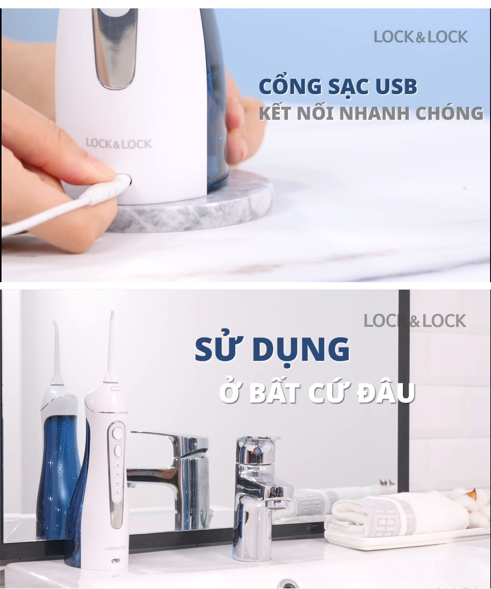 Máy Tăm Nước Không Dây Lock&amp;Lock ENR156BLU - Hàng chính hãng