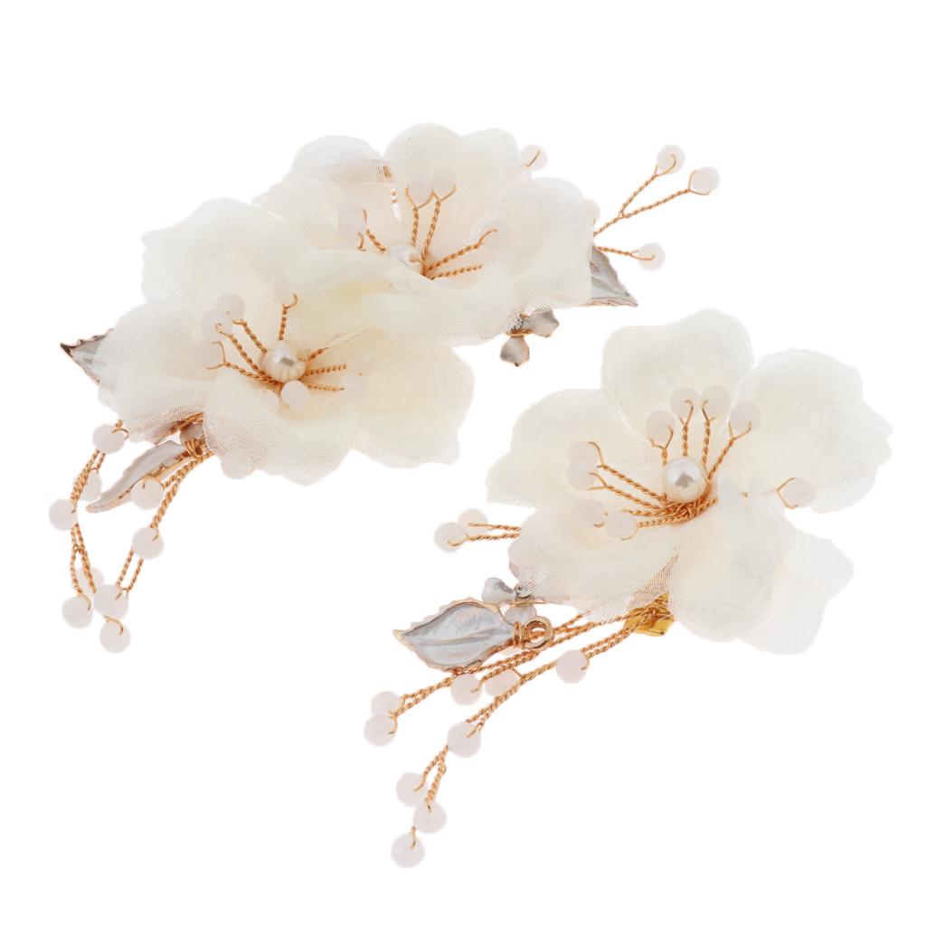 2x Flower Slide Hair Clip Hairpins Women Bridal Pearl Barrette Hair Jewelry