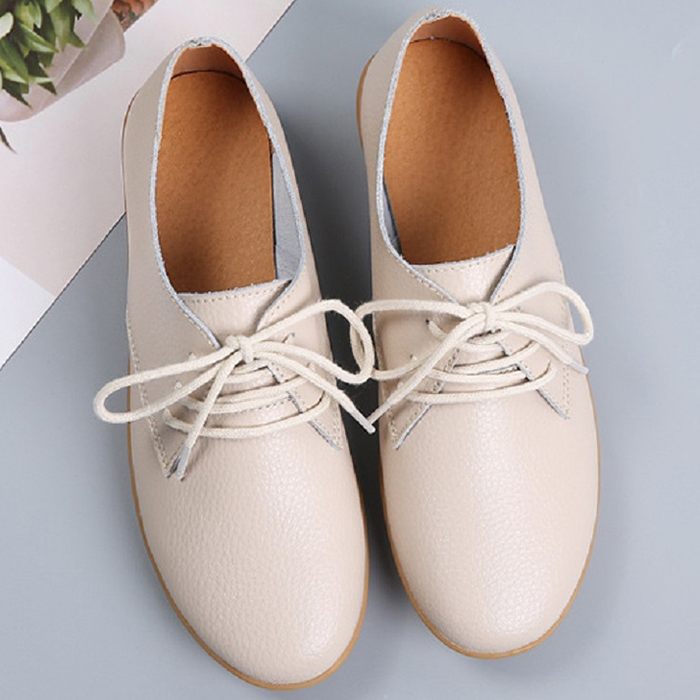 Ladies Flat Shoes Wild Soft Leather Casual Shoes Soft Bottom Driving Shoes