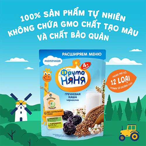 Thùng 9 Gói Bột kiều mạch vị mận đen Fruto Nyanya 200g