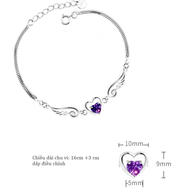 Lắc Tay Bạc Nữ Trái Tim Tình Yêu Và Đôi Cánh Thiên Thần XBL13 - Bảo ngọc jewelry