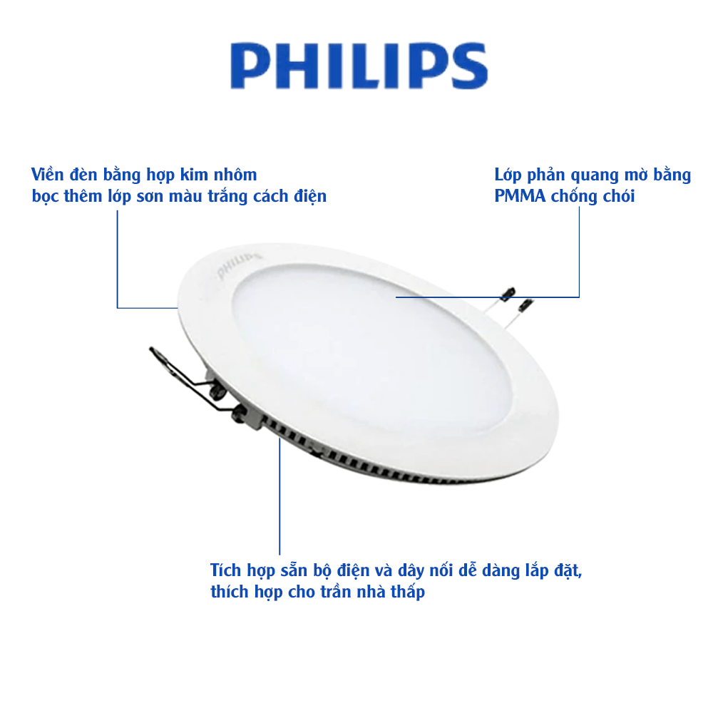 Bộ đèn Philips LED âm trần tròn DN024B LED12 D175