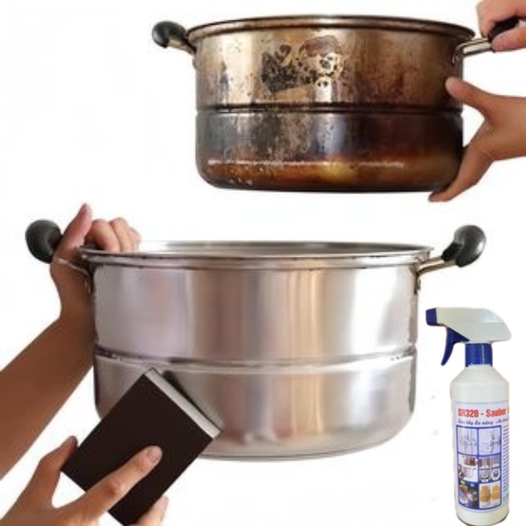 Tẩy Rửa Đa Năng SR320 Tẩy Sạch Mọi Vết Bẩn Xoong Nồi, Đánh Bay Dầu Mỡ, Vết Bẩn Cứng Đầu