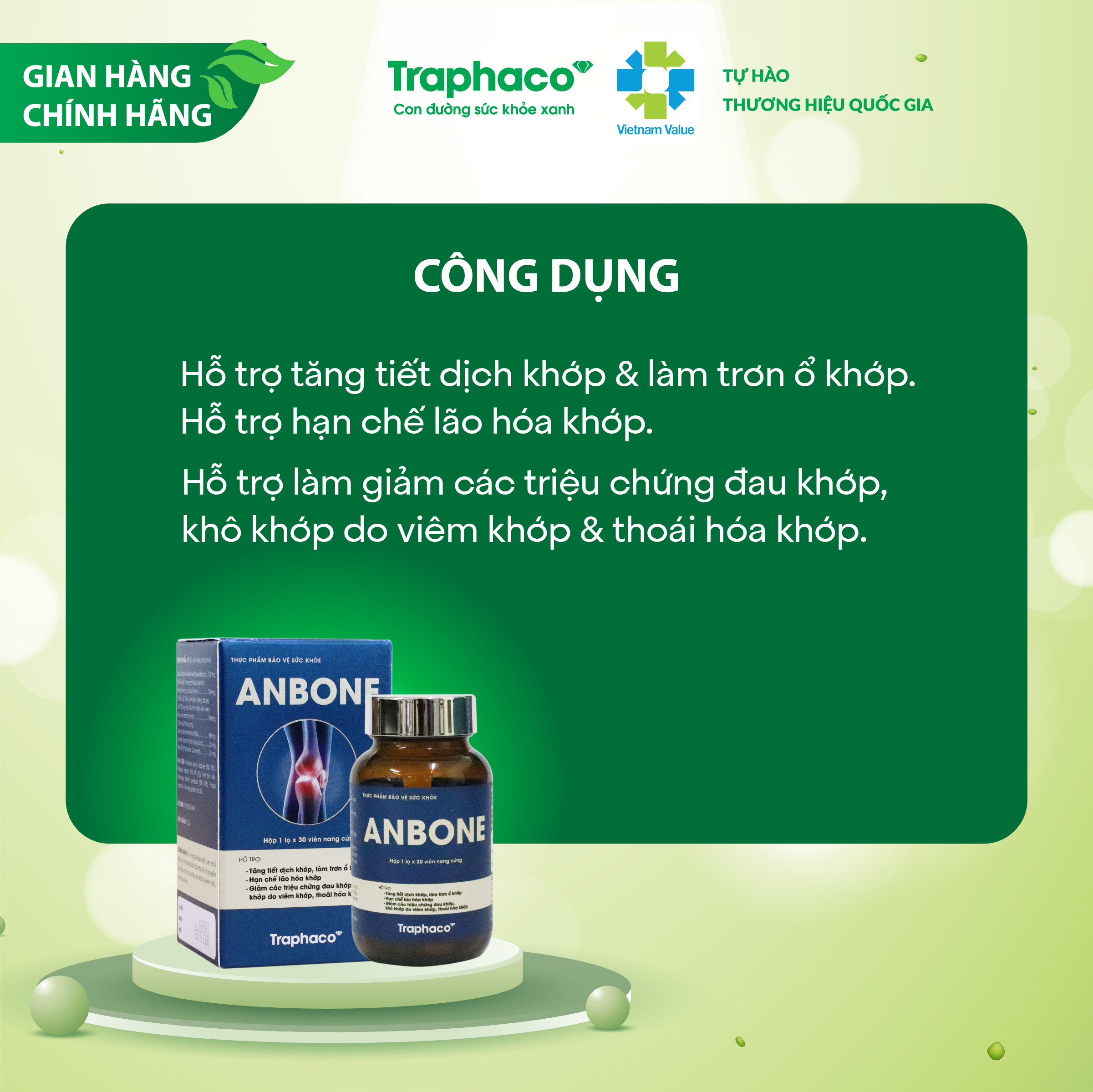ANBONE - GIẢM ĐAU KHỚP, KHÔ KHỚP, LÀM TRƠN Ổ KHỚP
