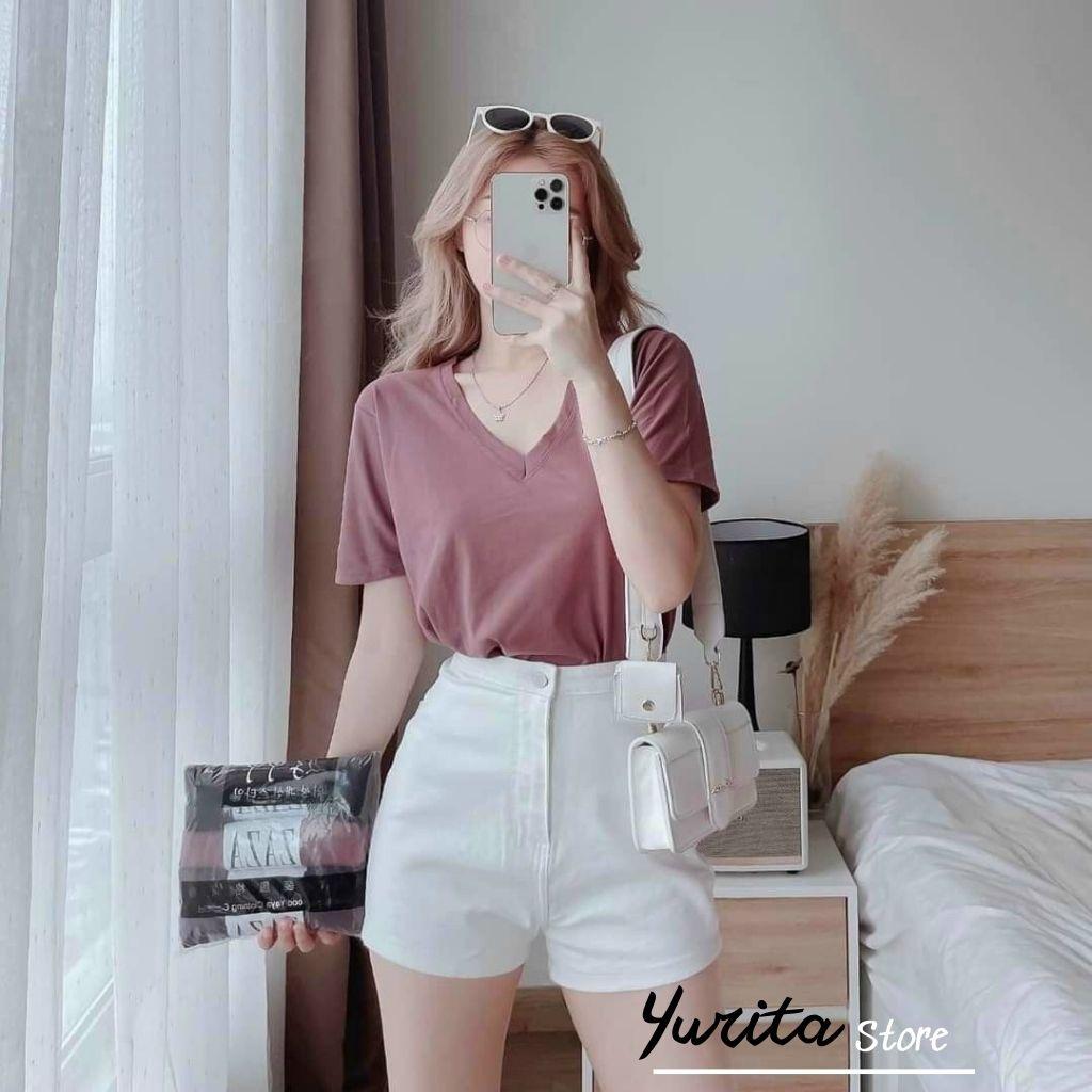 Quần short Jean Trắng đùi nữ Yurita dance cạp cao lưng cao co dãn 4 chiều - Quần đùi cạp cao hách dáng cho nữ