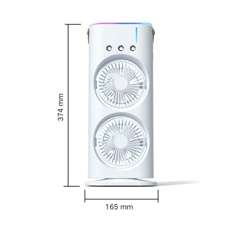 Quạt Điều Hoà 2 Cánh Gió Tạo Độ Ẩm, Phun Sương Làm Mát, Tích Điện 4000mAh, Đèn Ngủ Đa Sắc - HÀNG CHÍNH HÃNG MINIIN
