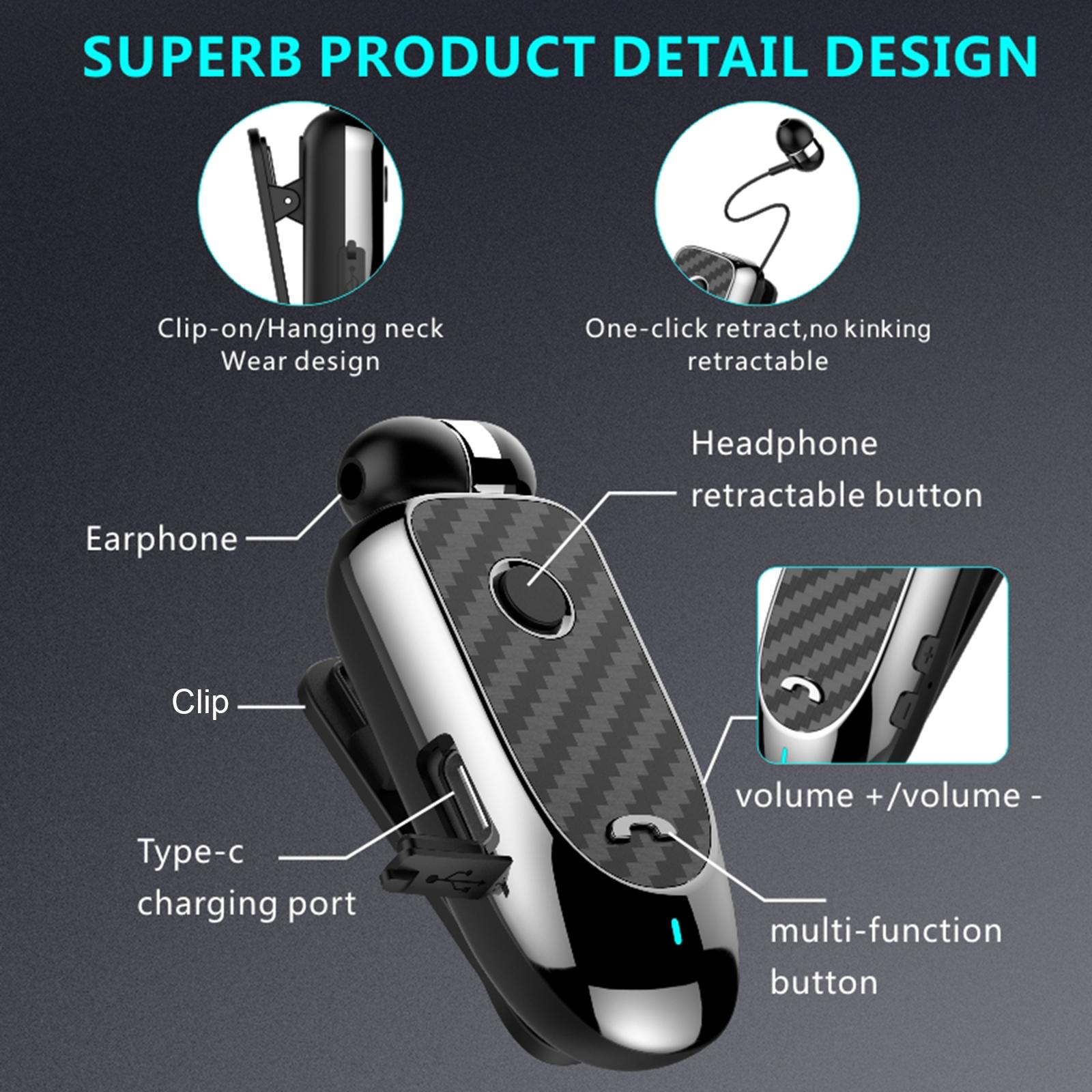 L2 Wireless Business BT Headset in-Ear Retractable Earphone Hands-free Sport Driver Earphone Telescopic Clip With Mic