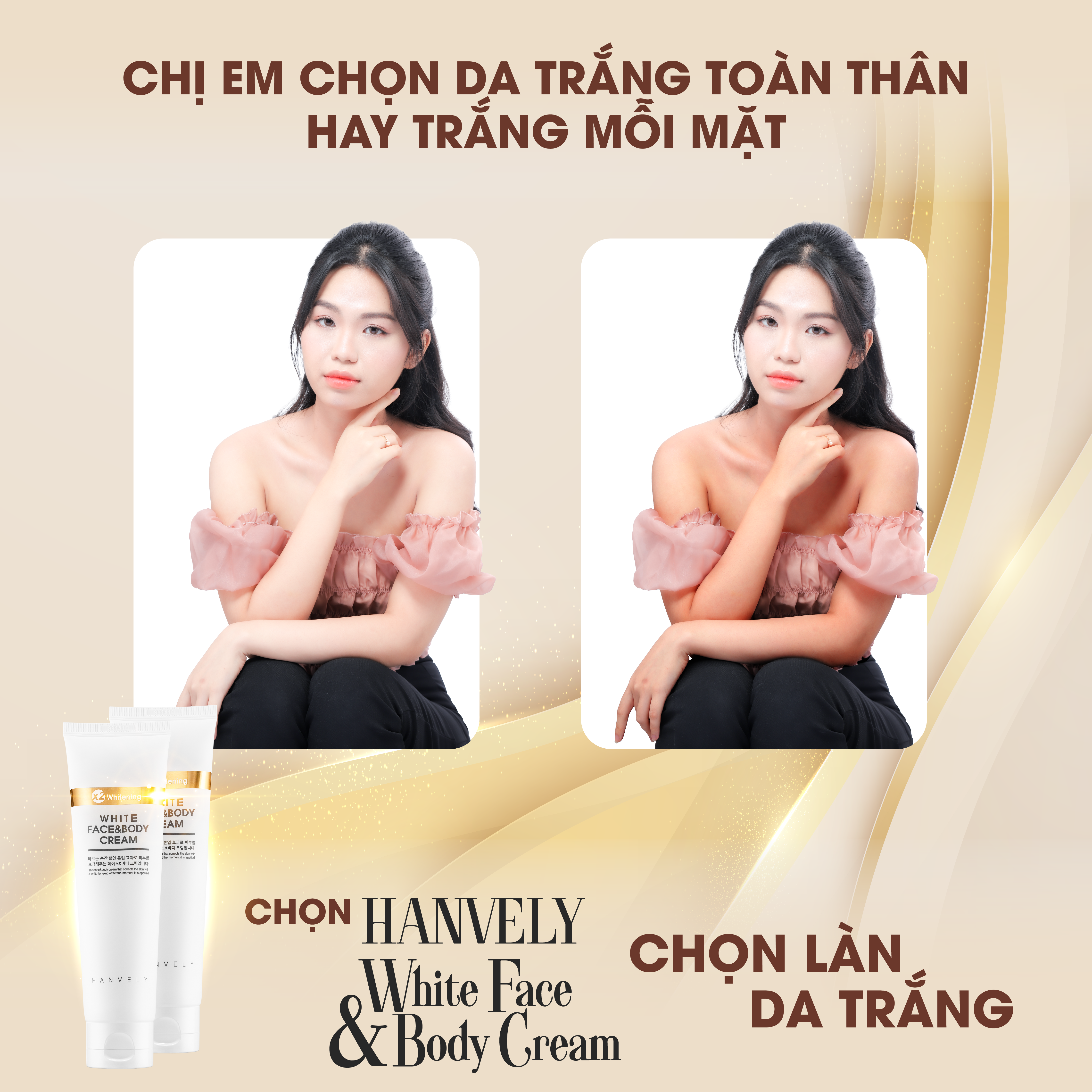 Kem Dưỡng Trắng Da Mặt Và Toàn Thân Hanvely White Face &amp; Body Cream 120ml