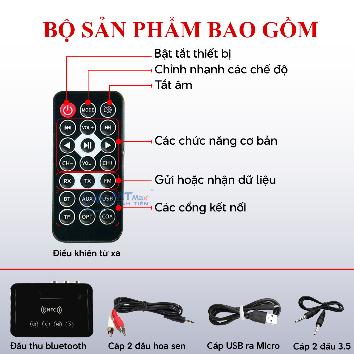 Thiết Bị Thu Phát Tín Hiệu Bluetooth NFC M6 - Hỗ Trợ Bluetooth Cho Các Thiết Bị Loa Máy Tính, Amply, Tivi, Kết Nối Dễ Dàng Qua Cổng AUX, RCA, OPT, COA Sử Dụng Liên Tục Từ 8 - 10 Giờ HÀNG CHÍNH HÃNG