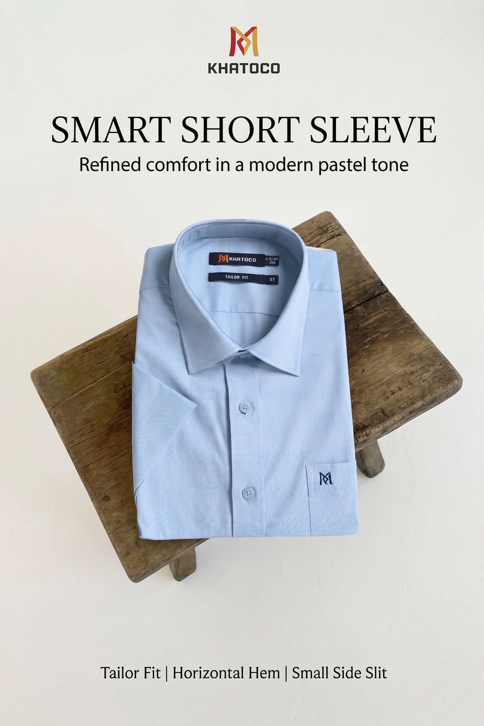 Áo sơ mi tay ngắn nam Khatoco sale 374k, giá tem 468k (Size S,XL)