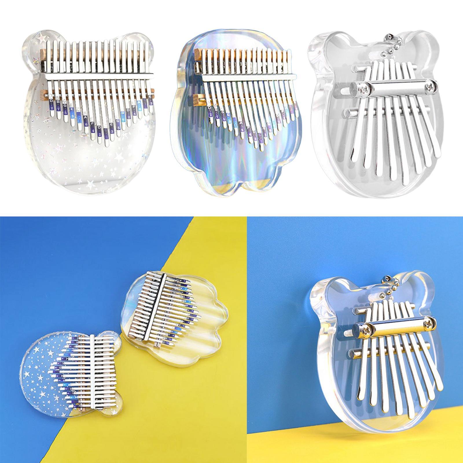17 Keys Acrylic Kalimba Thumb Piano Finger Mbira Keyboard Music Instrument Tool for Kids Adults Beginners