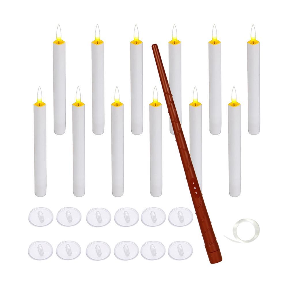 12 Pieces Flameless Floating Candles Ornament LED Electric Candles Hanging Candles for Halloween Festival Table Decoration