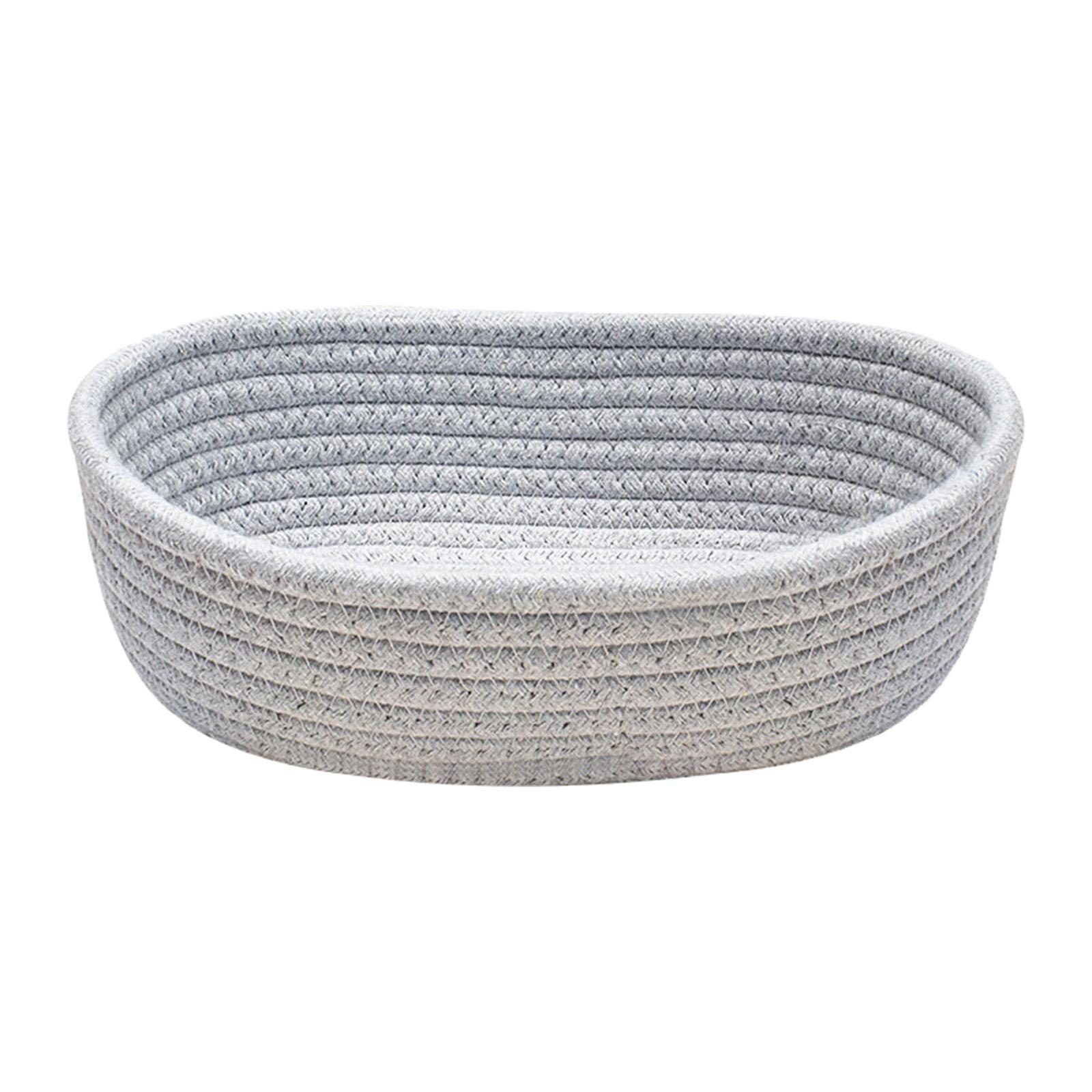 Small Hand Woven Storage Basket Dog Toy Organizer Gray