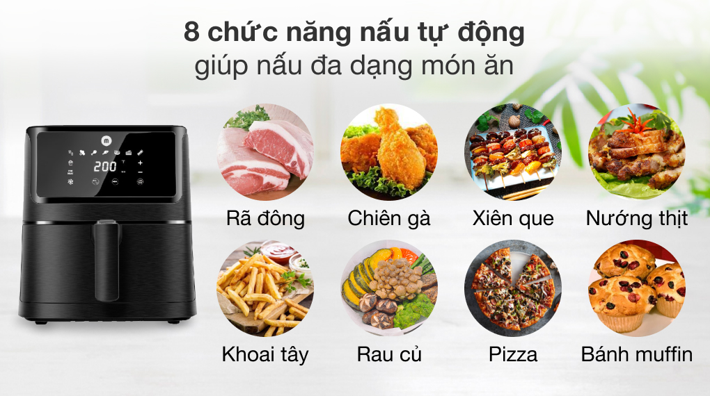 Nồi chiên không dầu 5.5L điện tử Mishio MK284 - Hàng chính hãng