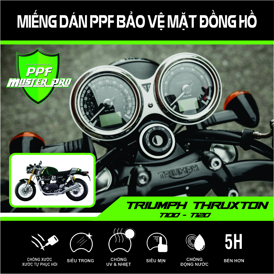Miếng Dán PPF Bảo Vệ Mặt Đồng Hồ Xe Triumph Thruxton 1200 R | Chất Liệu Film PPF