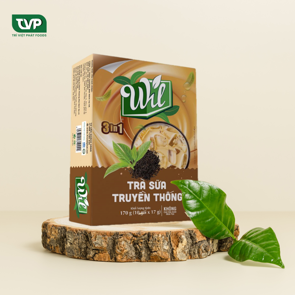 Trà sữa hòa tan vị truyền thống WIL bổ sung năng lượng thư giãn hộp 170g (10 gói x 17g)