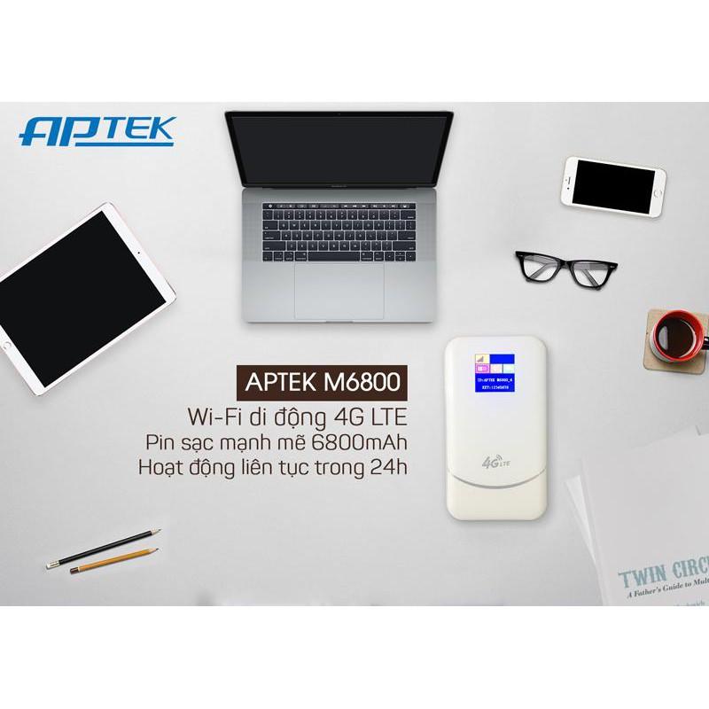 APTEK M6800 - Wi-Fi di động 4G LTE - Pin 6800mAh - Phát Sóng Cực Mạnh - Chính Hãng - Bảo Hành 12 Tháng.