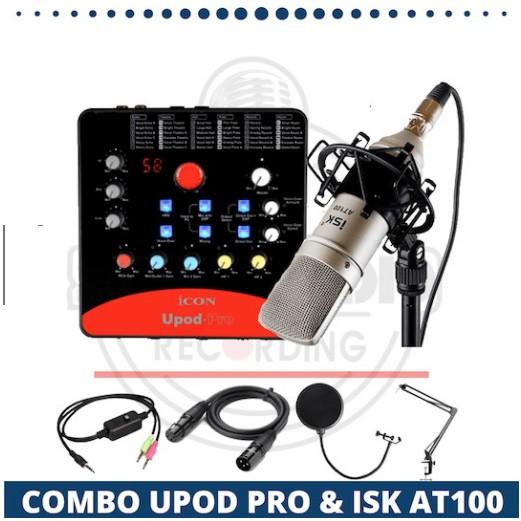 Bộ micro ISK AT100 + Soundcard ICON PRO - thu âm, hát karaoke, livetream fb, bigo - âm thanh mượt mà