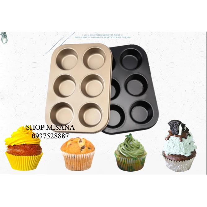 Khuôn bánh cupcake chống dính 6 lỗ