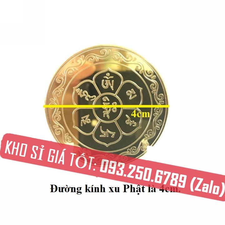 Đồng Xu Đức Phật, Phật Tổ Như Lai Mạ Vàng Quà Tặng Bình An May Mắn, mẫu NGỒI, tặng túi gấm đỏ - NELI - RƯỚC LỘC XUÂN