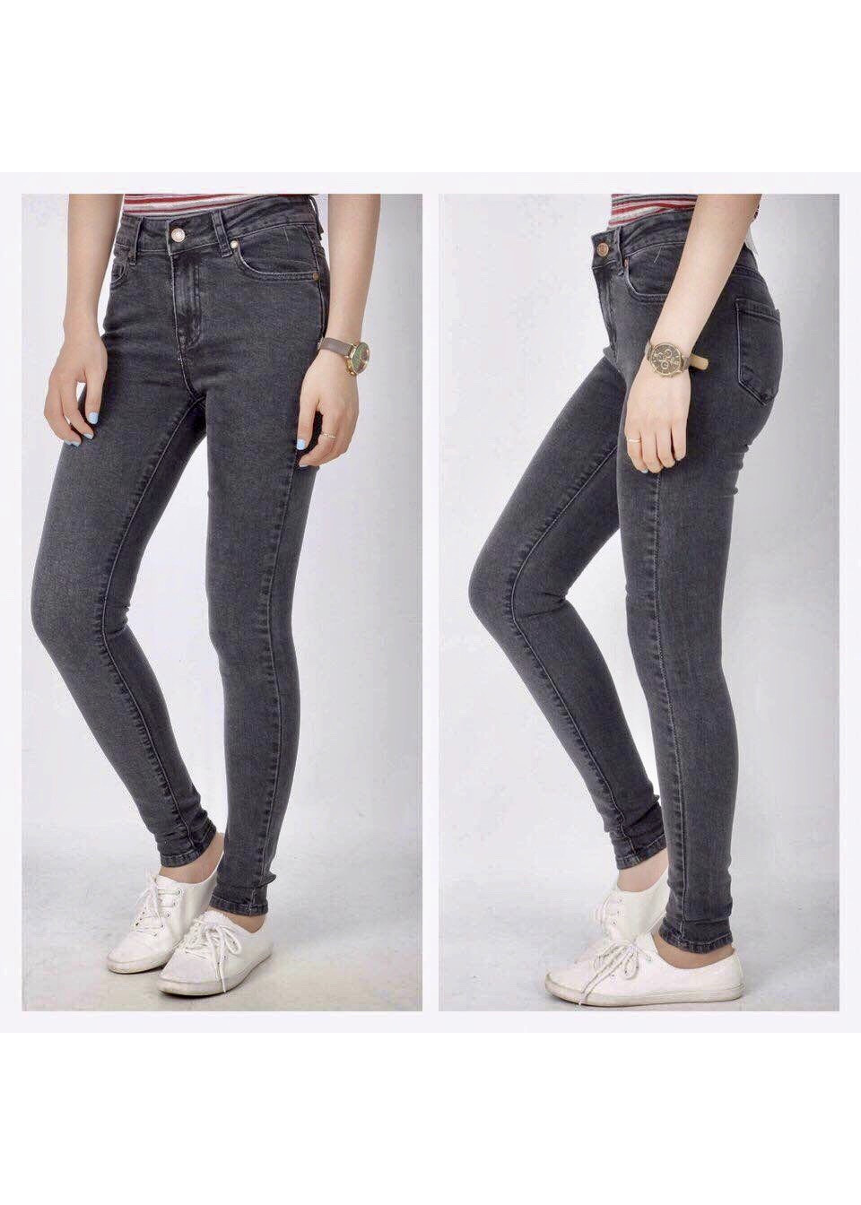 Quần jean dài xám đen big size lưng cao co dãn mạnh 4 chiều 2884