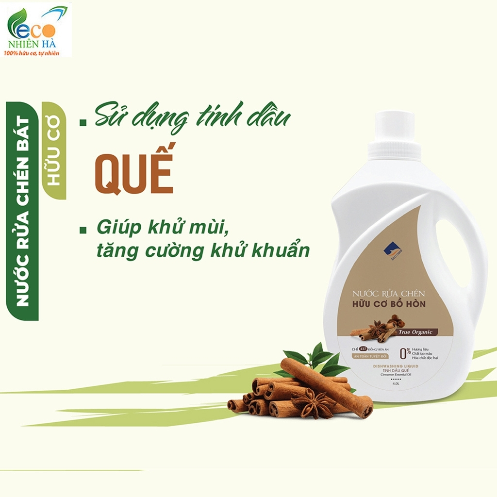 Nước rửa chén hữu cơ ECOCARE 4L tinh dầu thiên nhiên, nước rửa bát cho bé, an toàn da tay