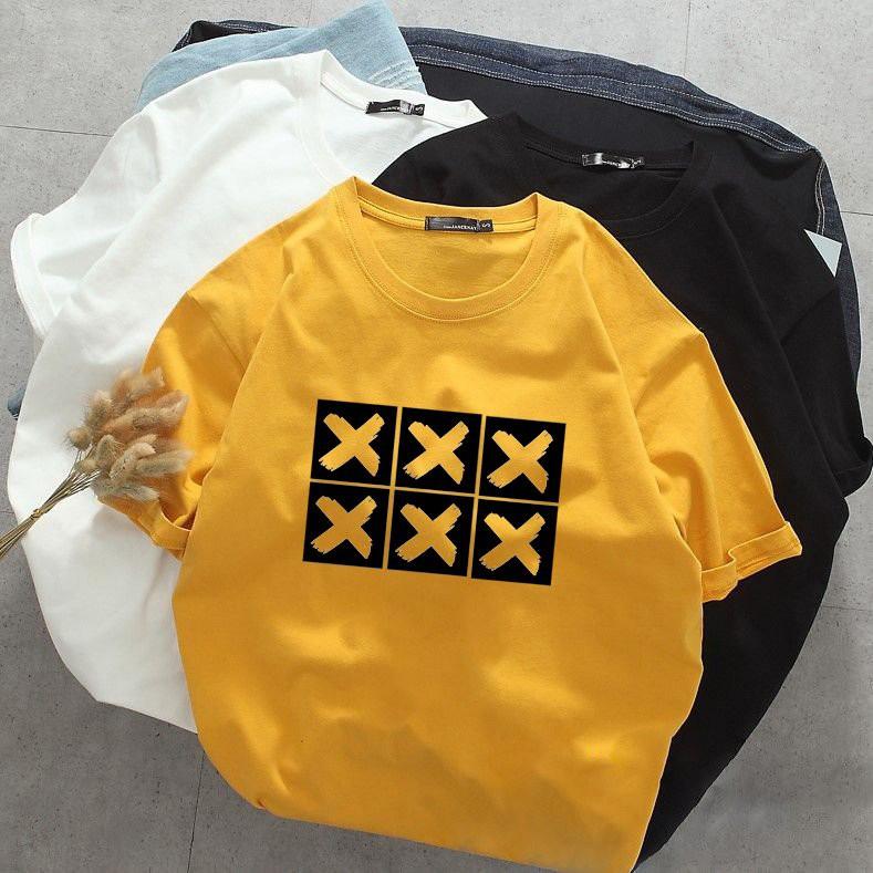 Áo thun tay lỡ nam nữ họa tiết gạch chéo vải dày mịn 20T2744