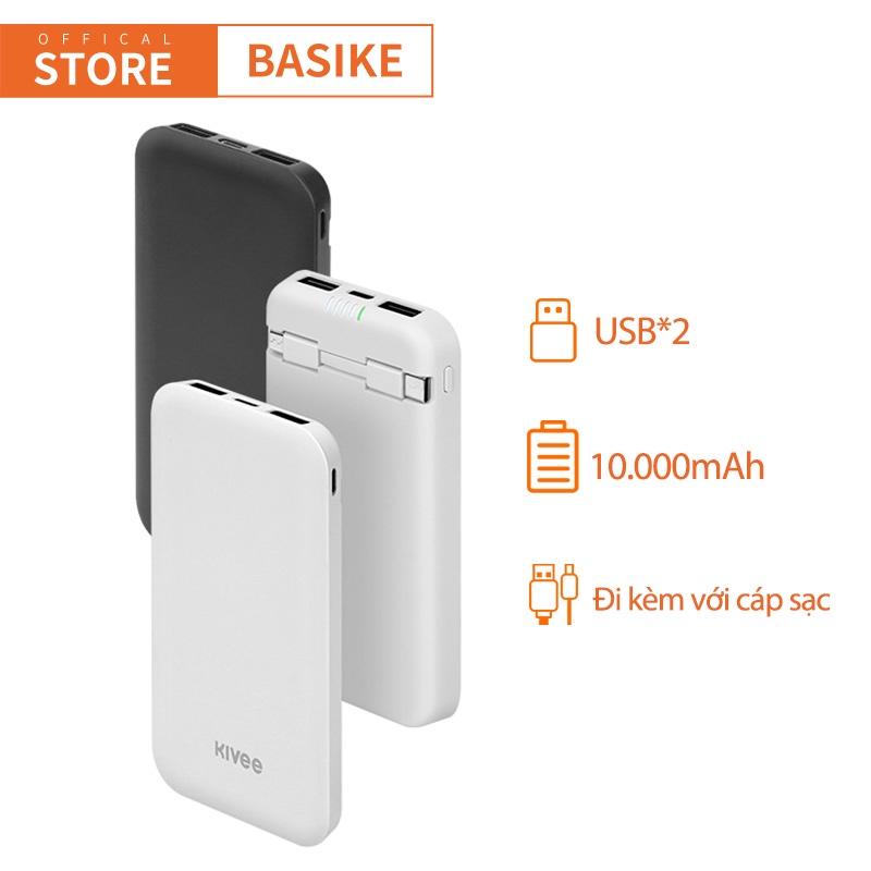 Sạc dự phòng 10000mAh BASIKE USB*2 Cho iPhone Huawei Samsung