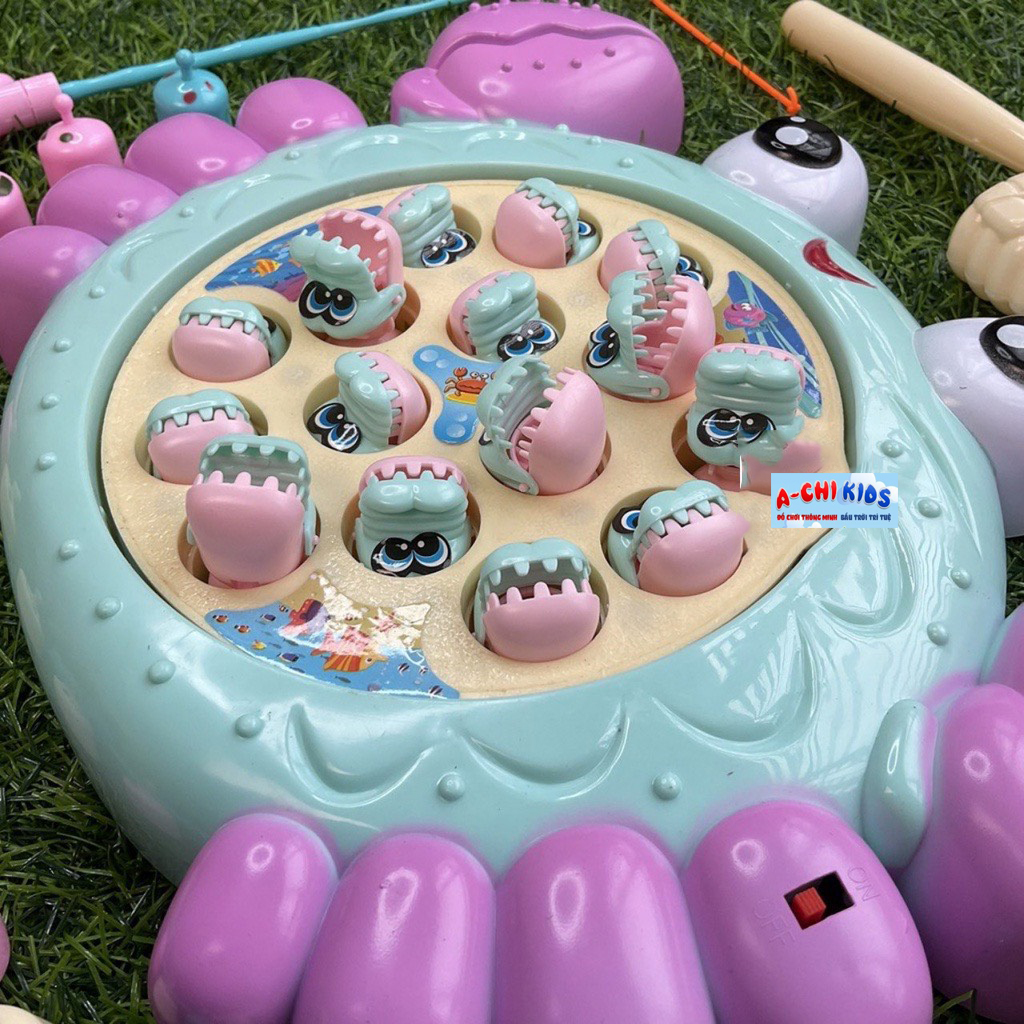 Đồ Chơi Câu Cá, Đập Chuột Búa Đệm Hơi Kèm Câu Cá Sấu Hình Con Cua Bằng Nhựa Phát Nhạc Cho Bé Thỏa Sức Vui Chơi
