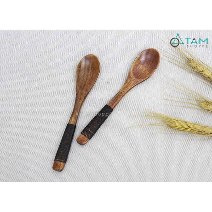Combo 4 Muỗng gỗ trang trí màu nâu quấn cước W-MG-23