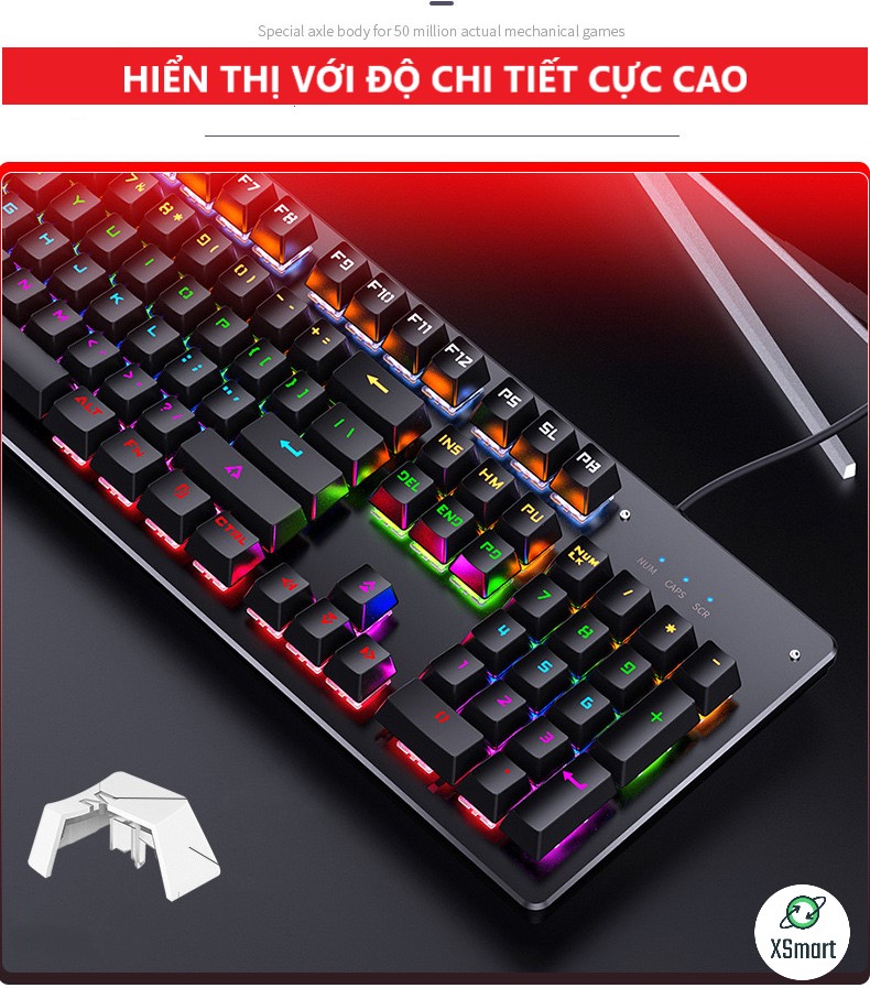 Bàn Phím Cơ Máy Tính Chơi Game XSmart H650 Có 10 Chế Độ Led RGB Khác Nhau Chiến Mọi Tựa Game Trên PC Như Pubg, LOL - Hàng Chính Hãng