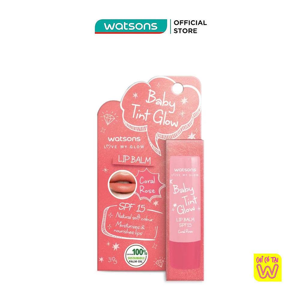 Son Dưỡng Có Màu Watsons Baby Tint Glow Coral Rose SPF15 3.9g