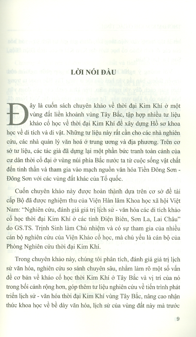 Thời Đại Kim Khí Ở Các Tỉnh Điện Biên, Sơn La, Lai Châu (Sách Chuyên Khảo)