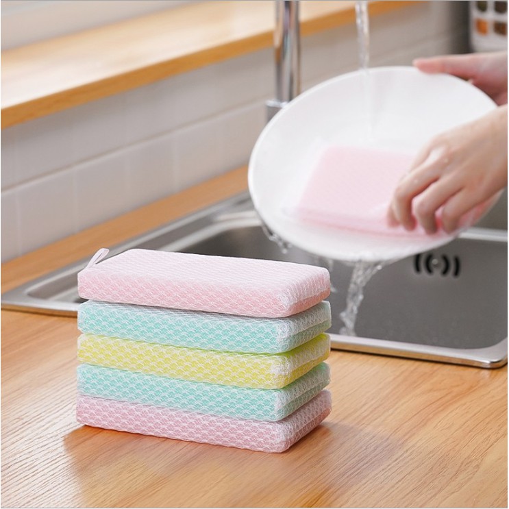 Set 05 miếng mút bọc lưới rửa chén bát tạo bọt - Nội địa Nhật Bản