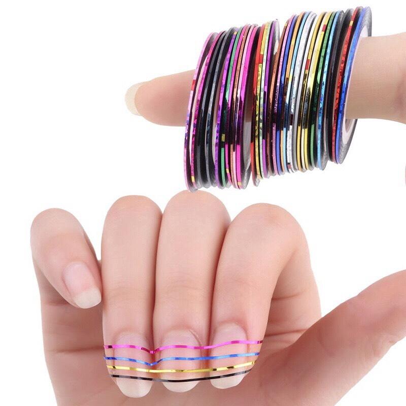 Băng keo dán móng lấp lánh 30 màu - sticker trang trí móng nail art N30