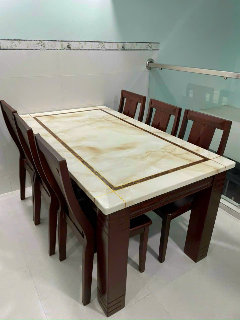 Bàn ăn mặt đá 6 ghế cao cấp Juno Sofa sang trọng