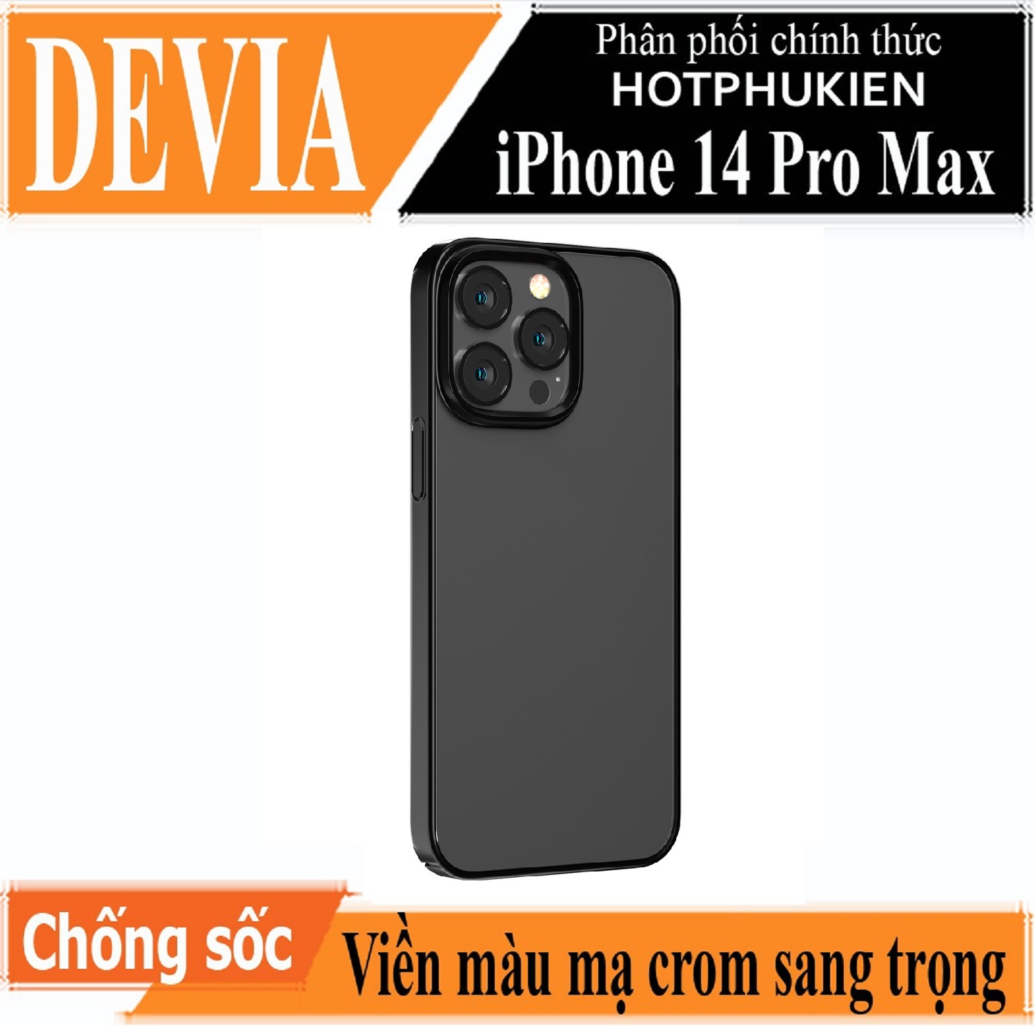 Ốp lưng chống sốc viền màu mạ crom cho iPhone 14 Pro Max thiết kế mặt lưng trong suốt hiệu DEVIA Crystal Series Shockproof Case - hàng nhập khẩu