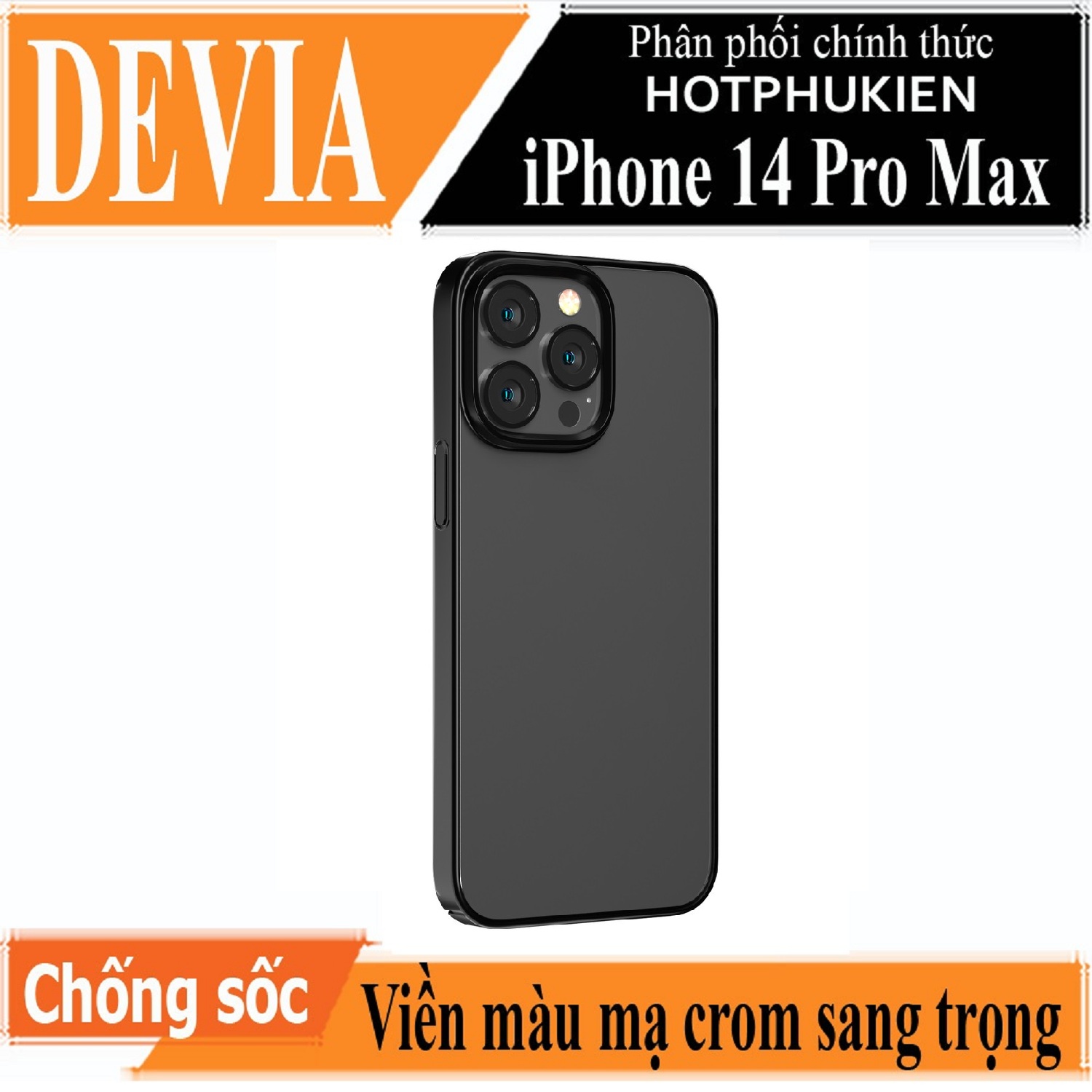 Ốp lưng chống sốc viền màu mạ crom cho iPhone 14 Pro Max (6.7 inch) thiết kế mặt lưng trong suốt hiệu DEVIA Crystal Series Shockproof Case (độ đàn hồi cao, bảo vệ toàn diện, mạ crom sang trọng) - hàng nhập khẩu