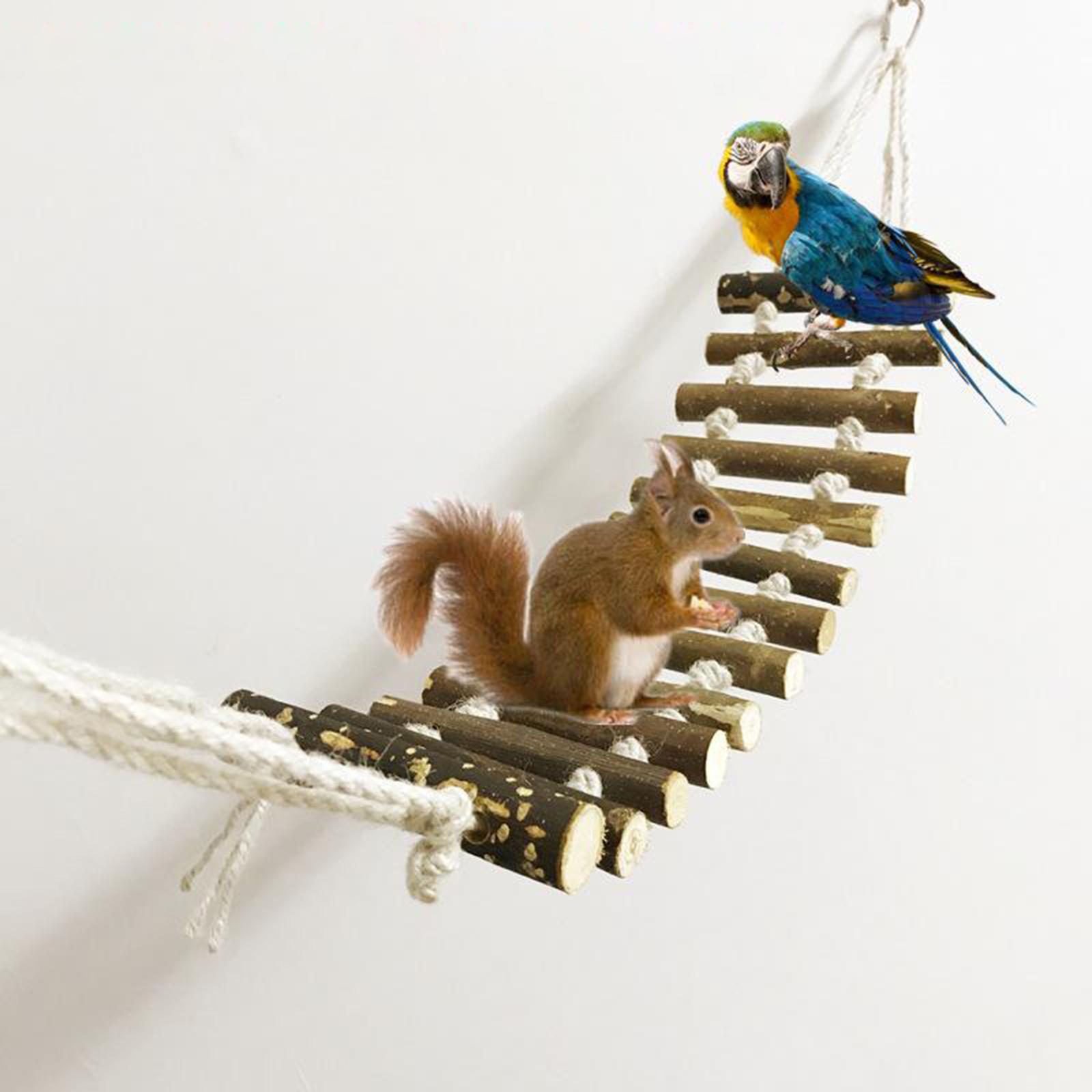 Pet Ladder Bird Toys for Parrot Macaw African Greys Budgie Cockatiels Parakeet Hamster Rat Crawling Bridge Wooden Cage Funny Perch Trainning Swing Toy