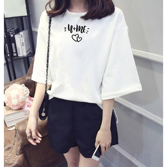 Áo thun tay lỡ Hàn Quốc form rộng in hình you and me vải dày mịn TEEWO151