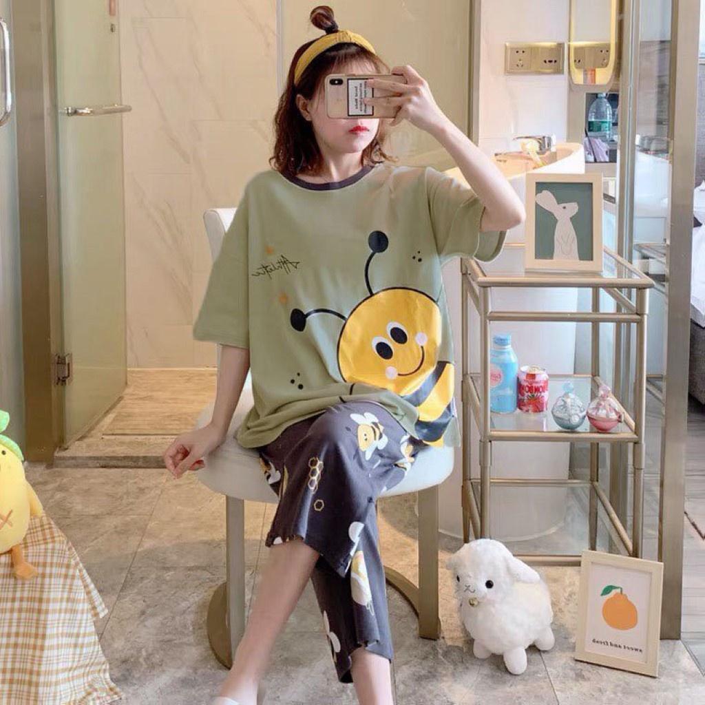 Đồ bộ thun quần dài, đồ mặc ở nhà ,Đồ Bộ Pyjama Dài Tay, Đồ Ngủ Mặc Nhà Pizama Đồ Bộ Nữ Dài Mặc Nhà Dễ Thương,Chất Vải Mỏng Thoáng Mát,In Họa Tiết Hoạt Hình