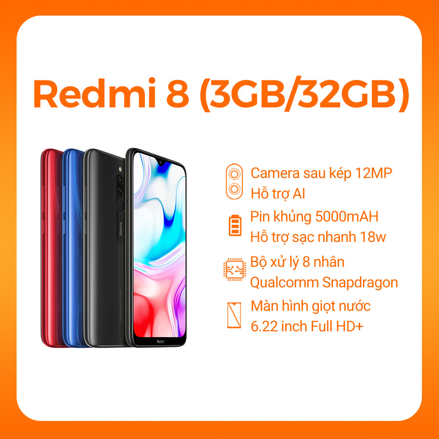 Điện thoại Xiaomi Redmi 8 (3GB/32GB) - Hàng Chính Hãng