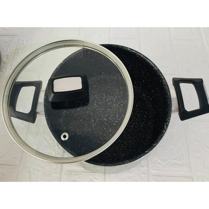 Nồi Easy Seoulcook 20 cm đáy từ chống dính vân đá cao cấp Hàn Quốc, dùng được tất cả các loại bếp / Induction