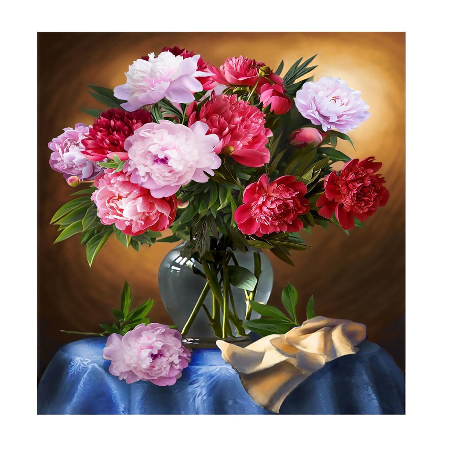 Flower Cross Stitch Kit Embroidery Starter Kits with Accessories Floral Pattern DIY Needlework for Adults Kids, Beginners, Home Wall Decor