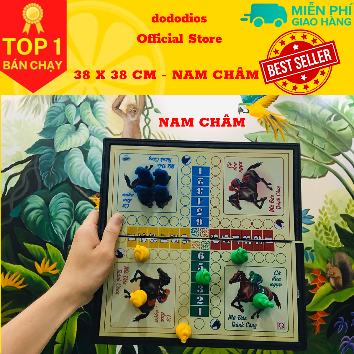 Cỡ Đại 38x38Cm - Bộ cờ cá ngựa nam châm dododios - Bộ cờ cá ngựa cao cấp kích thước 38x38cm - Hàng chính hãng