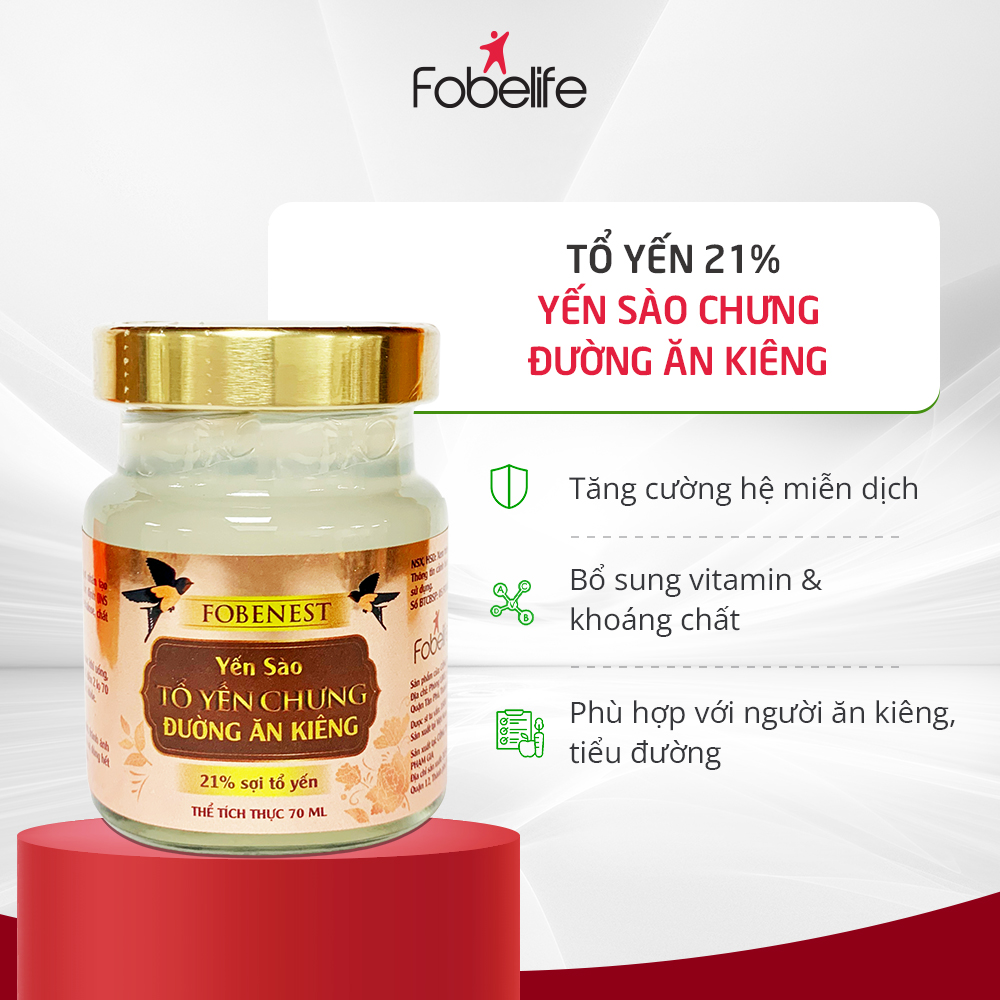 Hộp Yến Sào Tổ Yến Chung Đường Kiêng 21% Sợi Tổ Yến Dành Cho Người Ăn Kiêng Có Thể Dùng Cho Người Tiểu Đường - Lọ 70ml