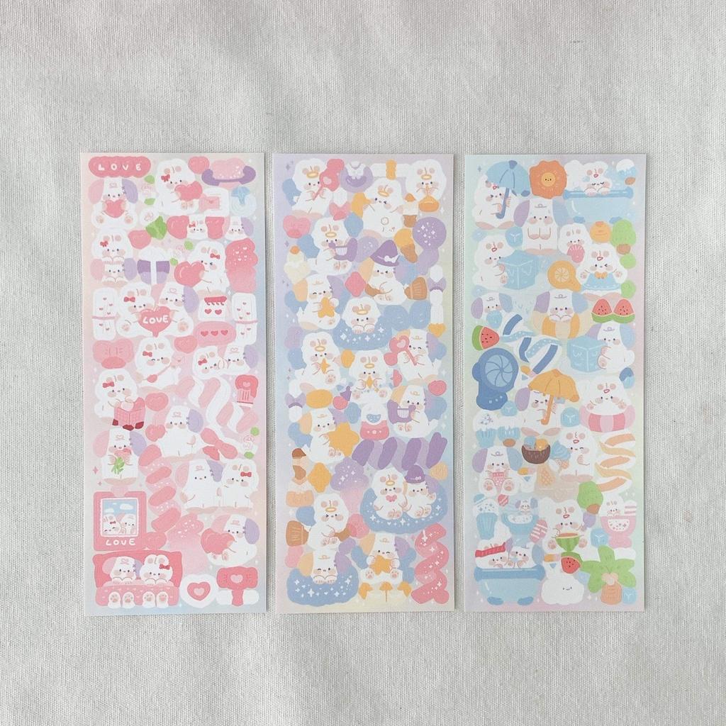 Tấm sticker nhũ holographic hình gấu hàn quốc lấp lánh - Hình dán thú dễ thương