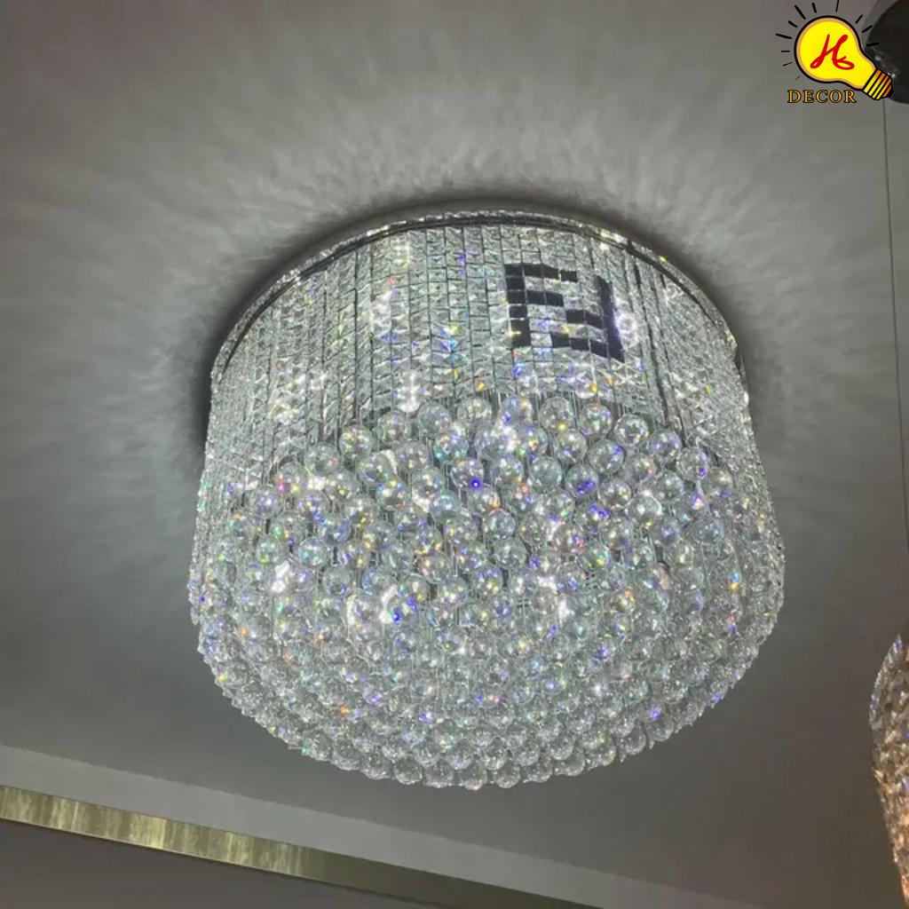 Đèn ốp trần pha lêFF phòng khách phòng ngủ HQ - mã PLM02341 - ánh sáng 3 màu tinh tế, không chói mắt HQ DECOR (HÀNG NHẬP KHẨU)